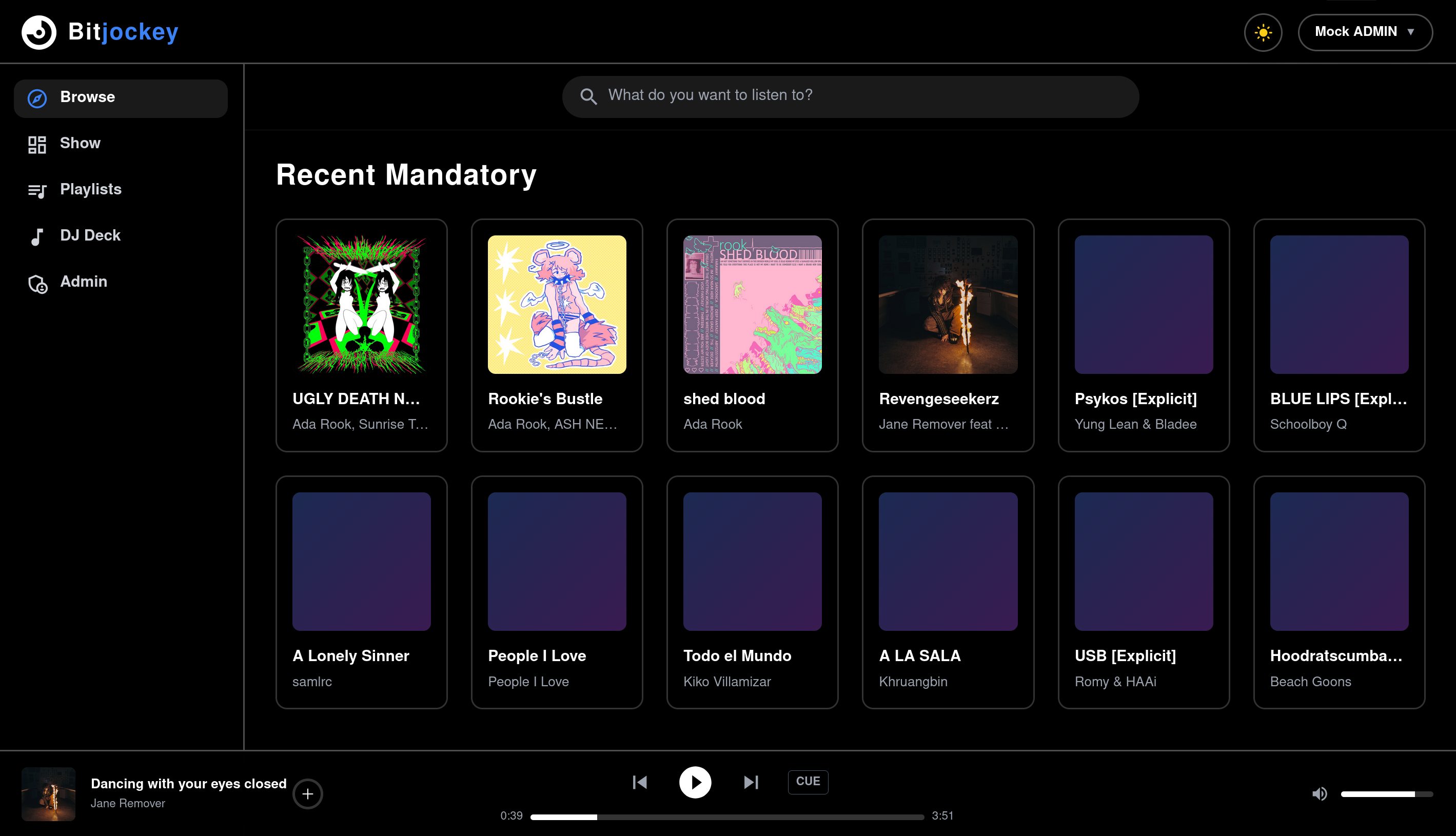 Bitjockey browse and search interface